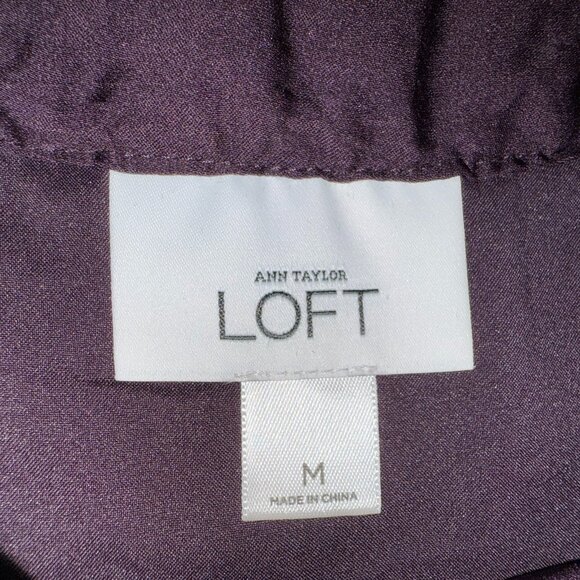 Loft Rounded Neck Sleeveless Blouse - Dark Purple - Fully Lined - M - Picture 5 of 6